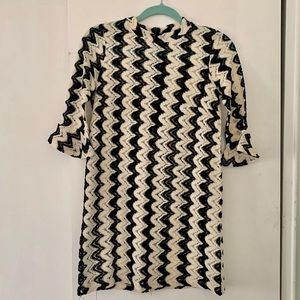 TOPSHOP Black and White Crocheted Tunic